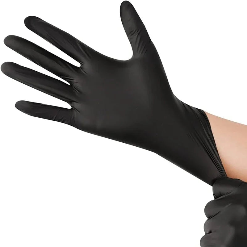 Black Nitrile Disposable Gloves - Latex-Free, Textured for Mechanics, Tattoo Artists, and Hair Dye Use (10/20/50/100PCS)